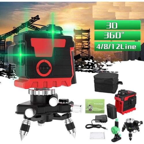 Laser Level 3D Self-leveling Adjustable 12 Lines 360° Horizontal and Vertical Crossing Super Powerful Level Measuring Tool