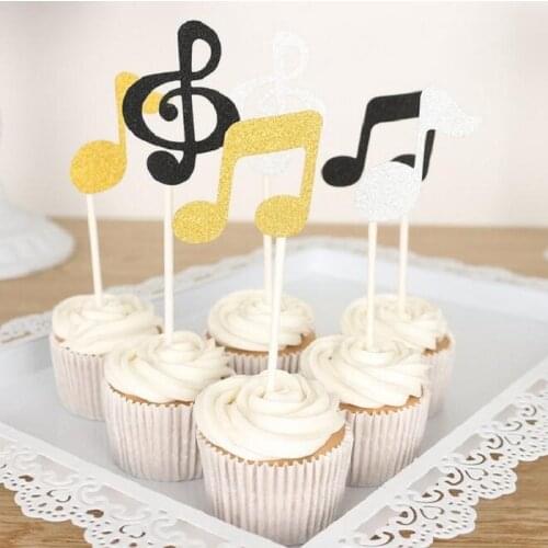 Cake toppers glitter music note paper banner for Cupcake Wrapper Baking Cup birthday tea party wedding decoration baby shower