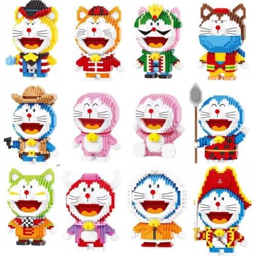 Cartoon Mini Blocks Doraemon Auction Figure Anime Building Plastic Blocks Juguetes Girls Gifts Toys for Children Present