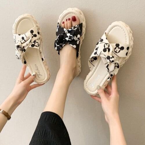 Disney cartoon Mickey Mouse fashion sandals and slippers girls platform sandals summer slippers beach shoes