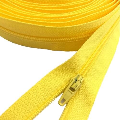 3# Zipper Lemon Yellow Nylon Coil Zippers by Yard with Auto lock Zipper Pulls