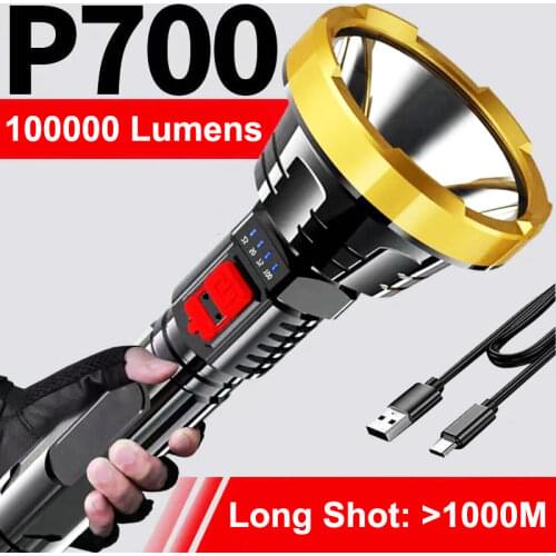 Super Long Distance Smart LED Flashlight USB Rechargeable Handheld Lamp Waterproof Tactical Flashlight Torch Built in battery