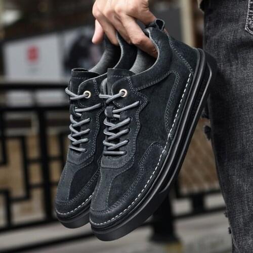 Mens Casual Shoes Handmade Luxury Genuine Leather Suede Shoes Men Comfortable Loafers Breathable Moccasins Outdoor Men Sneakers