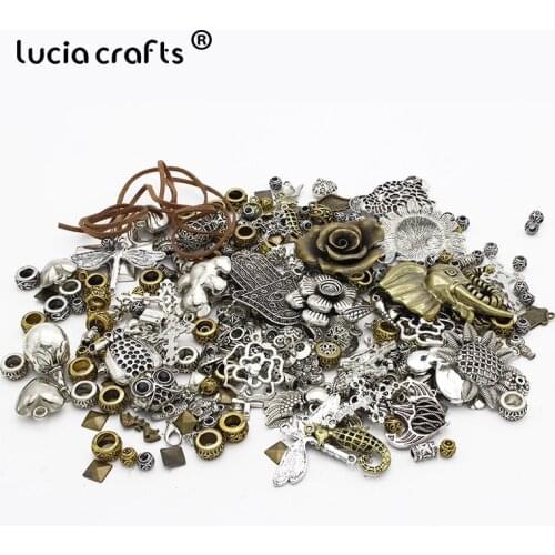 Lucia Crafts 50g/lot Mixed Sizes Alloy Hanging Metal Pendant DIY Jewelry Handcraft Accessories G12C1G04