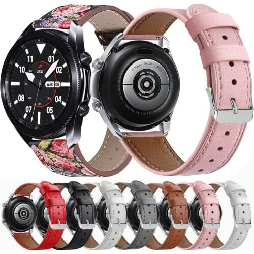 20 22mm Leather Band For Samsung Galaxy Watch 3 41 45mm Watch Bracelet Strap Replacement For Samsung Watch 3 41 45mm Wristband