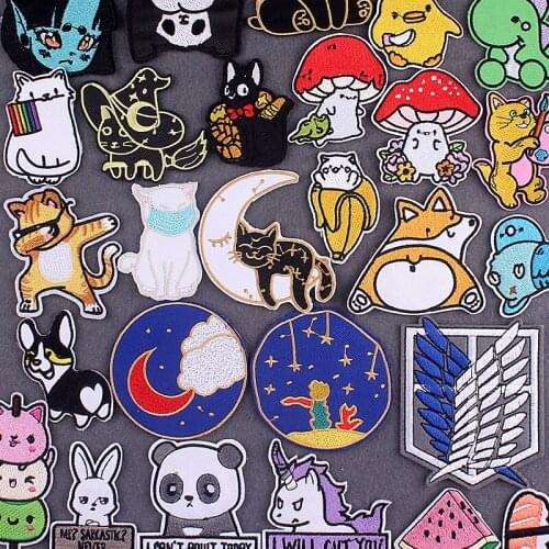 Cute Cartoon Animal Patch Iron on Patches For Clothing Stripes DIY Anime Clothing Thermoadhesive Patches On Clothes Accessory