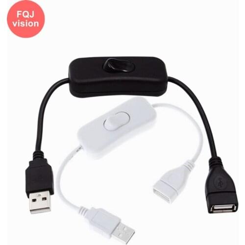 USB Cable Copper Material Male to Female Switch ON OFF Cable Toggle LED Light Power Cord Line 28CM White Black