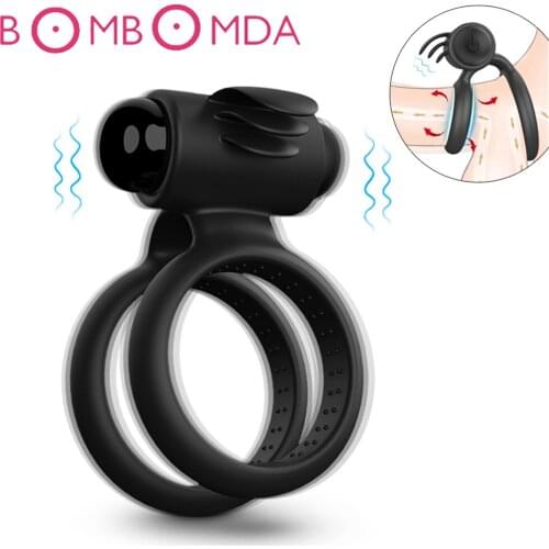 Vibrating Penis Ring Silicone Cock Ring Vibrator Delay Ejaculation Erotic Male Sex Toy Chastity Cock Ring Dildo Vibrator For Gay