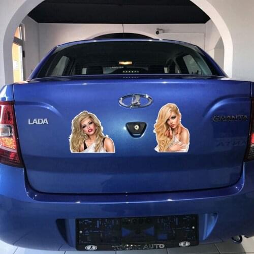 14*15cm Curls Blond Hair Girl Car Sticker Windshield Bumper Motorcycle Helmet Decal High Quality KK Vinyl Cover Scratches PVC