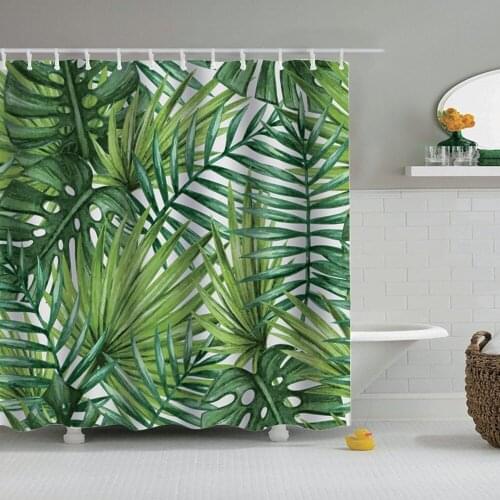 Dafield Leaf Shower Curtain Green Plants Tropical Palm Banana Tree Decoration Fabric Bathroom With Hooks