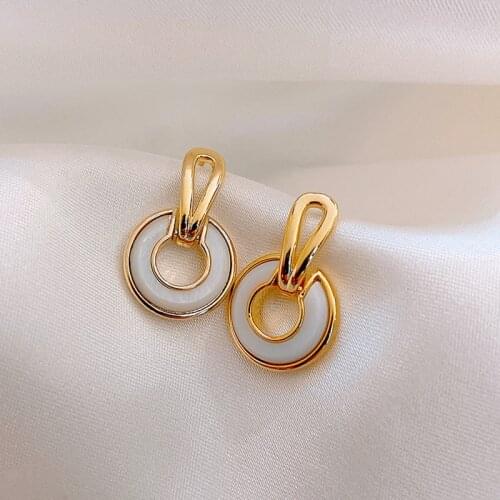 Yaologe Personality Semi-openwork Attractive Round Golden Earrings 2020 Korea New Stud Earrings Fashion Party Jewelry Women