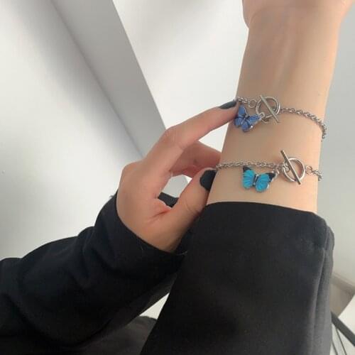 New Popular Butterfly Bracelet For Women Blue Color Fashion Bracelet Hand Jewelry Gift For Wedding Droposhipping Wholesale