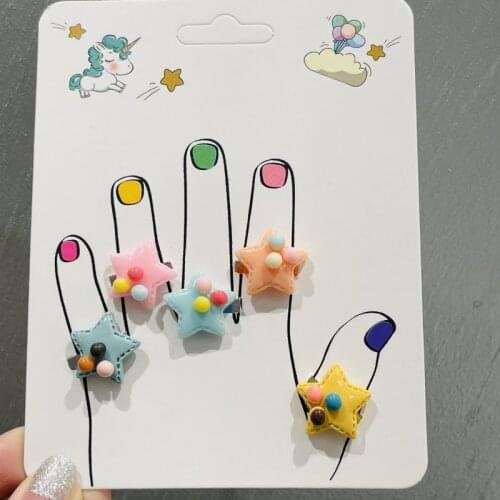 1Pcs Love Cute Sweet Kids Rings Design Star For Children Ewelry Fashion Multicolor Ring Girls Gifts Princess Decoration Kinds