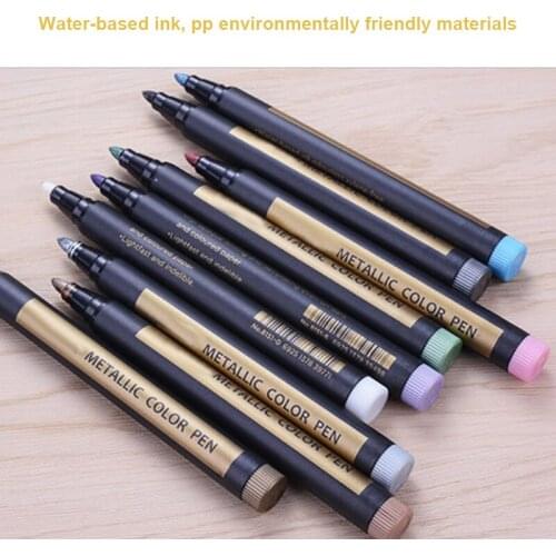 10pcs Metallic Paint Marker Pens for Rock Painting Ceramic Glass Wood Fabric Scrapbook Journals Photo Albums Card UY8