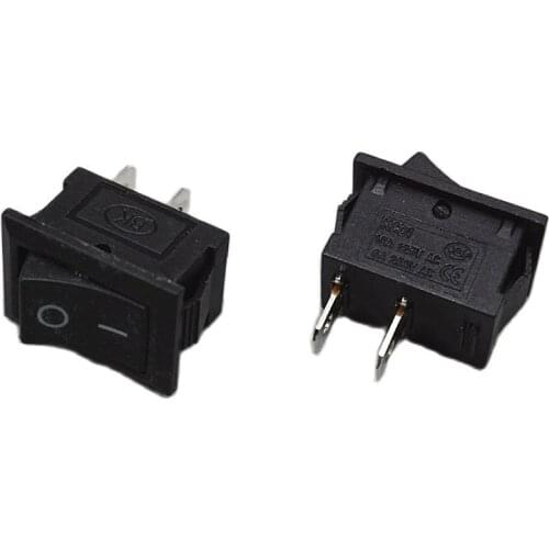 100PCS 15X21MM Boat Switch Rocker Switches Black 2pins ON-OFF Size: 15*21mm KCD1-101 6A 250V 2P2T KCD1 Dropshipping