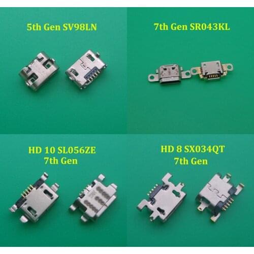 2pcs Micro Charging Port USB Connector Socket Power Plug Dock For Amazon Kindle Fire HD 8 HD8 7th Gen SX034QT / 7 7Gen SR043KL