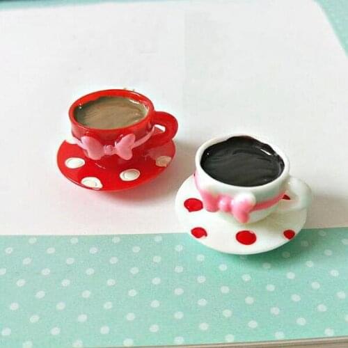 30pcs Kawaii 3D Coffee Cup Decoden Cabochon in Polka Dot Dollhouse Miniature Sweets Cellphone Decor