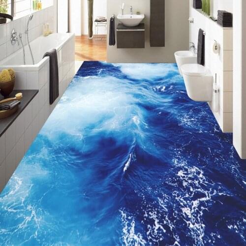 Beibehang Custom 3D Floor Wallpaper Sea Water Ripple Floor Sticker Mural Living Room Bathroom Bedroom Self-adhesive Waterproof