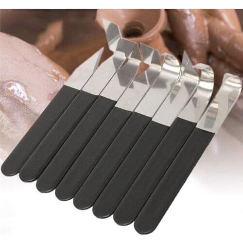 8 Pcs/Set Stainless Steel Repair Knife Clay Sculpture Ceramic Tools DIY Carving Knife Stencil Rubber Handle Sculpture Shovel