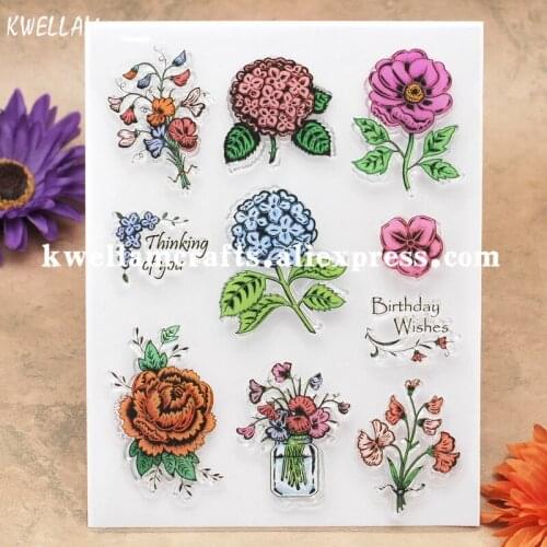 Birthday Wishes Flowers Scrapbook DIY photo cards account rubber stamp clear stamp transparent stamp 15x20cm KW7081010