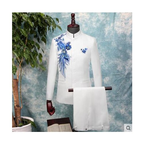 Sequins blazer men formal dress latest coat pant designs red suit men homme terno masculino trouser wedding suits for mens