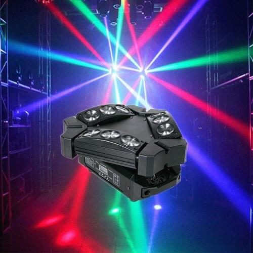 Fast Shipping Moving Head Light Mini LED Spider 9X12W RGB Full Color Beam Lights With 12/43 DMX Channel