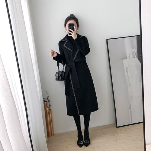 Elegant Autumn Long Women 100% Wool Coat Korean Style Cashmere Clothes Women Woolen Female Jacksts and Coats Women 2020 WPY980