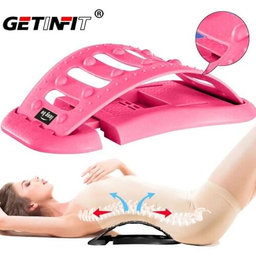 Getinfit Adjustable Back Massager Stretcher Equipment Fitness Lumbar Support Waist Neck Relaxation Spine Pain Relief