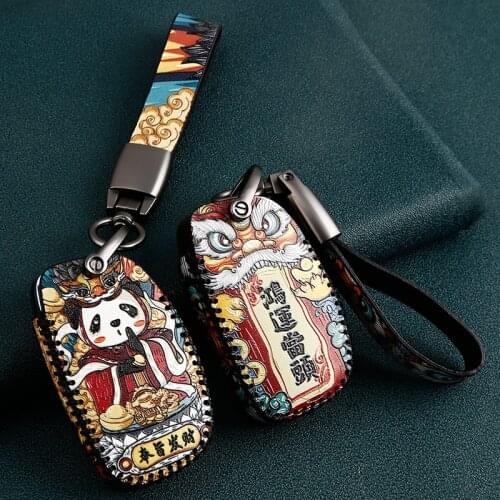 Hot Sale Cow Leather Car Key Case For Hyundai KONA Encino Ix35 Grandeur Ig Accent Santa Fe Palisade 2018 2019 Cover