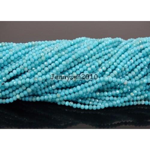 Grade AAA Brilliant Cut Shining Natural Blue Opal Gems Stones 2mm Faceted Round Beads 15" Jewelry Making 2 Strands/Pack