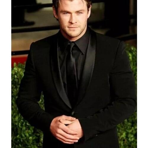 Custom Made Slim Fit Groom Tuxedos Black Side Slit Groomsmen Mens Wedding Prom Suits Custom Made (Jacket+Pants+Tie)