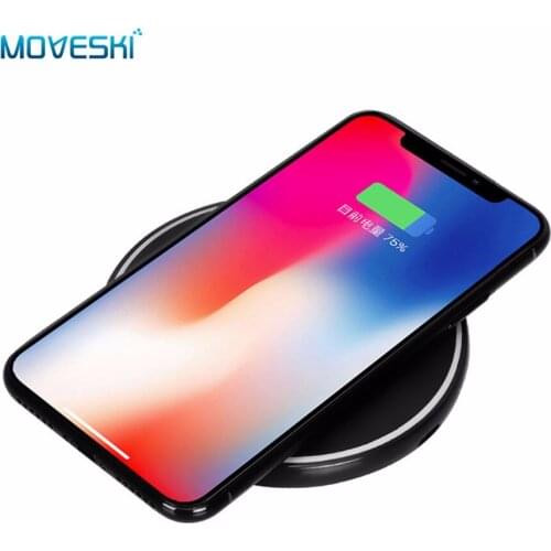 Moveski N10 Inductive Fast Wireless Charger Station Pad QI Quick 2.0 for iPhone 8 8 Plus iPhone X Samsung Galaxy Note 8 S8