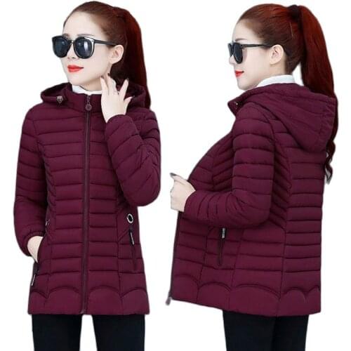 Plus Size 6XL Short Winter Jacket For Women 2021 Autumn Hooded Female Parkas Coat Middle Aged Mother Casual Zipper Overcoat Q101