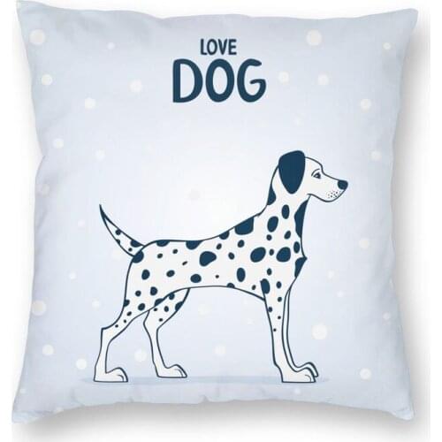 Love Dog Dalmatian Square Pillow Cover Home Decor Animal Cartoon Cushion Cover Throw Pillow for Living Room Double-sided Print