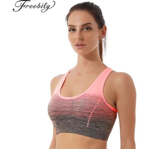 Fashion Women Sport Bras Summer Breathable Running Sportswear Removable Pads Racer Back Workout Gym Yoga Sports Bra Activewear