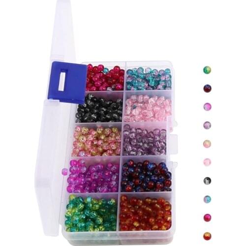DoreenBeads Glass Beads Mixed Color Round Mixed Beads Set for DIY Jewelry Making 4mm Dia., 1 Box ( 1000 PCs/Box)