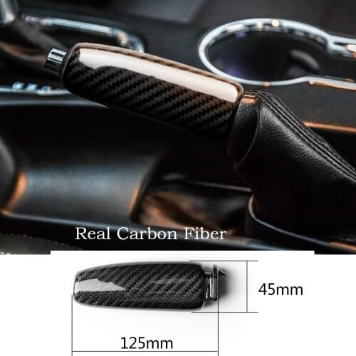 Real Carbon Fiber Car Headbrake Handle Cover Trim Fit For Ford Mustang 2015-2020