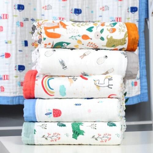Cotton 6 Layer Gauze Print Soft Comfortable 120 * 150cm Children Quilts Baby Bath Towel Infant Wrap Blanket Crawling Carpet AB09