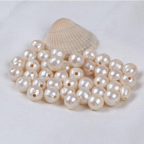 Wholesale natural white 11-12mm freshwater potato loose pearls drilled 2.5mm hole for jewelry making