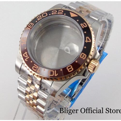 FIt NH35 Autoamtic Movement Stainless Steel Watch Case Rose Gold Coated Ceramic Bezel Insert Sappphire Crystal