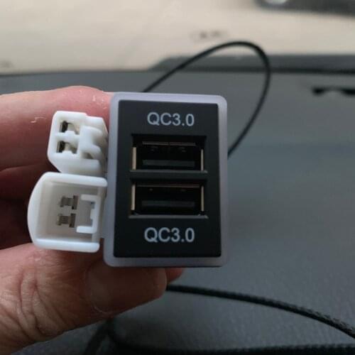 QC3.0 Car Charger Dual USB Ports Phone Quick Charge PDA DVR Adapter Plug & Play Cable For Toyota Corolla Camry Prado RAV4 Cars