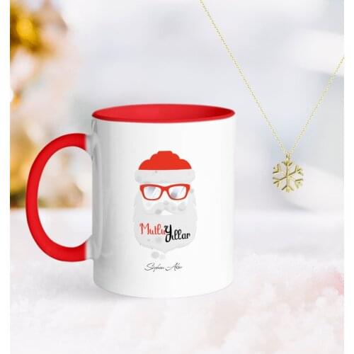 Personalized Christmas Santa Claus Red Mug and Snow Them Kolye-2