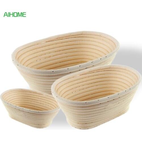 S M L Oval Rattan Dough Proofing Basket Bread Proving Blooming Basket Banneton Brotform Baking Tools