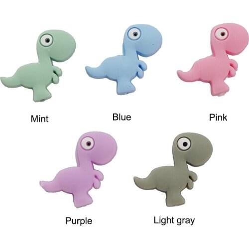 Chenkai 50PCS BPA Free Dinosaur Silicone Beads Baby Cartoon Teething Bead Food Grade For Baby Making Jewelry Necklace Gift