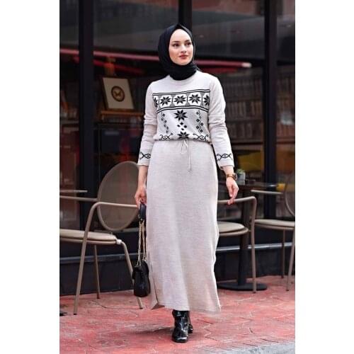 TUGBA Knitwear Ethnic Pattern Dress for Muslim women dresses for women Muslim ladies long dress Muslim women turkey