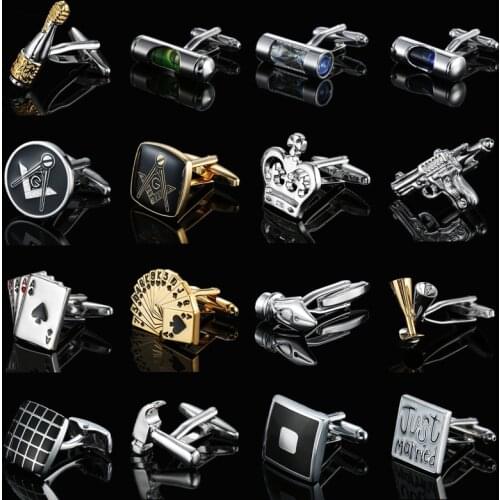 High quality mens French shirt, cufflinks, playing cards, hourglass level meter cufflinks luxury wedding festival accessorie