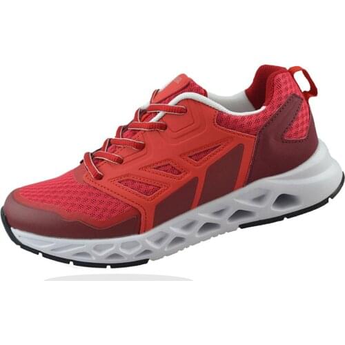 FEIMEIGU Women Elastic Sneakers Non Slip Trainer Running Jogging Walking Hiking Outdoor Athletic Workout Durable Shoes Red Style