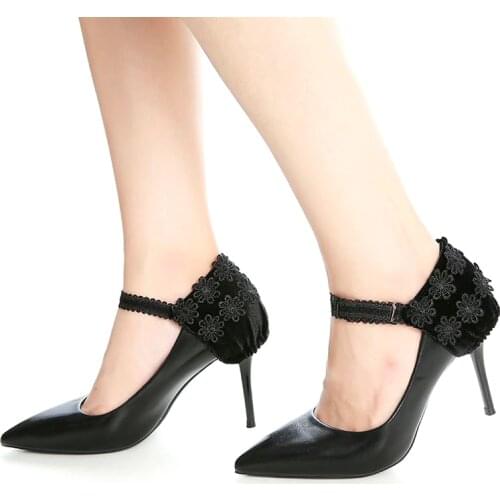 Women Shoelace for High Heels Anti Fall Off Covers Elastic Velvet Shoes Lace No Tie Adjustable Buckle Strap Black Nude Red