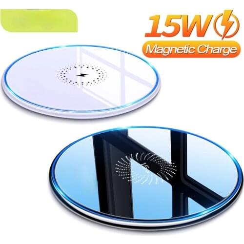 15W Qi Magnetic Wireless Charger For iPhone 12 11 Pro Xs Max X Induction Fast Wireless Charging Pad For Samsung Xiaomi huawei