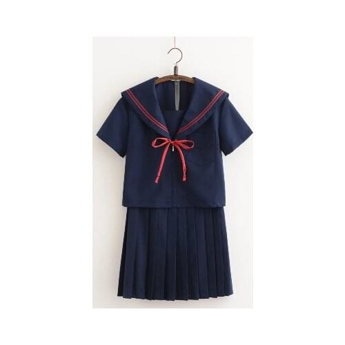 2020 new Japanese School Uniforms For Girls Cute Long-length Sailor Tops Pleated Skirt Full Sets Cosplay JK Costume Series